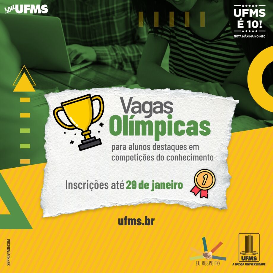 UFMS oferece vagas para medalhistas em olimpíadas e competições do conhecimento