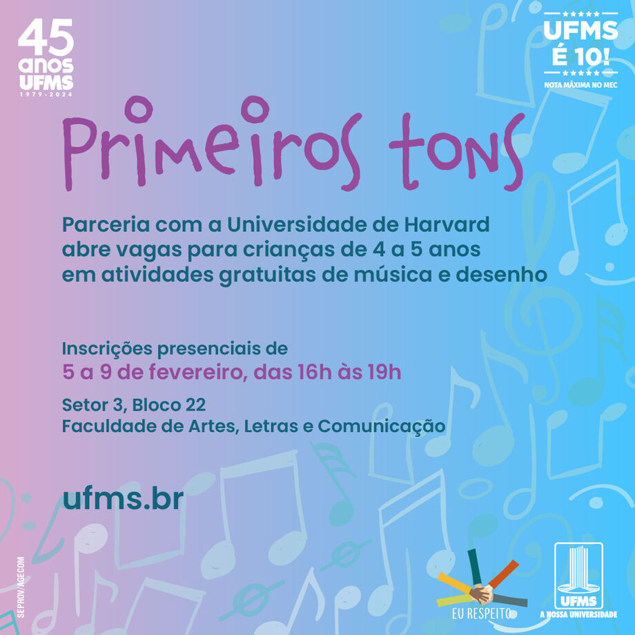 UFMS e Harvard promovem atividades gratuitas de desenho e música a crianças de 4 a 5 anos