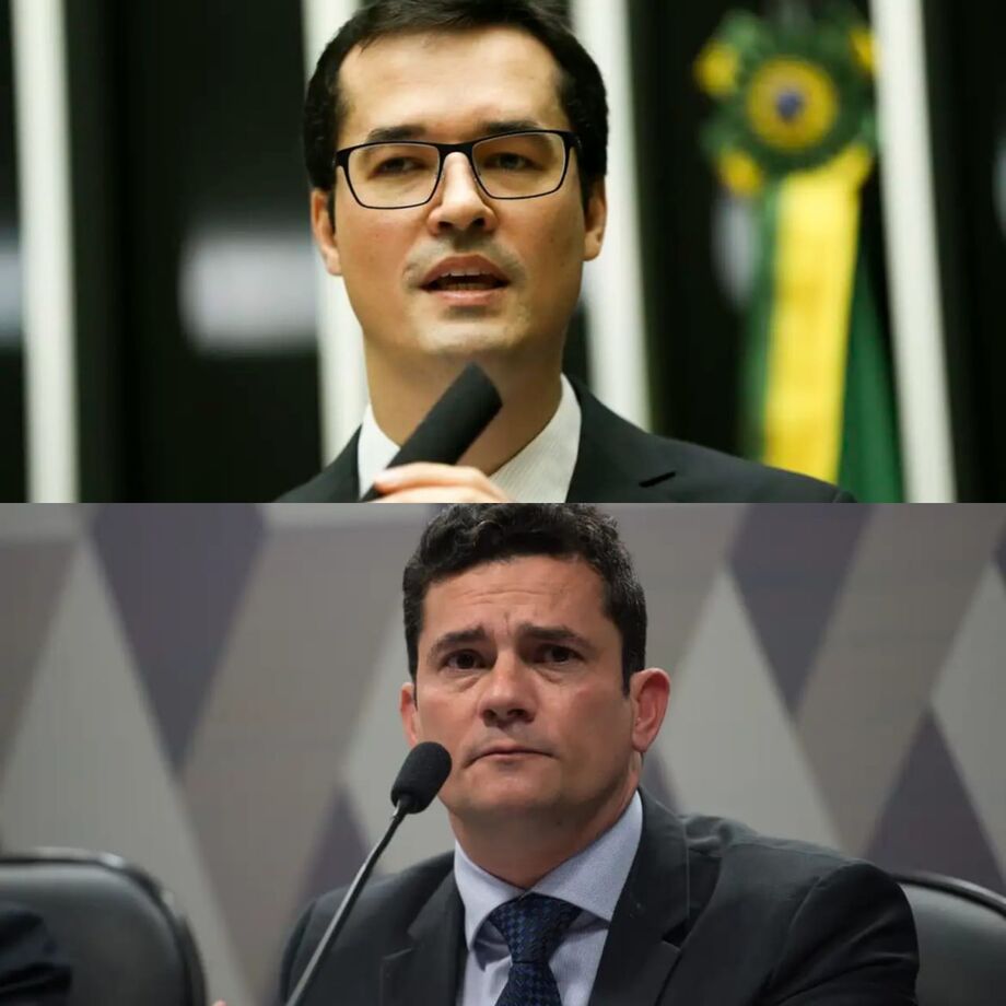 O senador Sérgio Moro (União-PR) e o ex-deputado federal Deltan Dallagnol (Novo-PR), cassado por fraude contra a Lei da Ficha Limpa