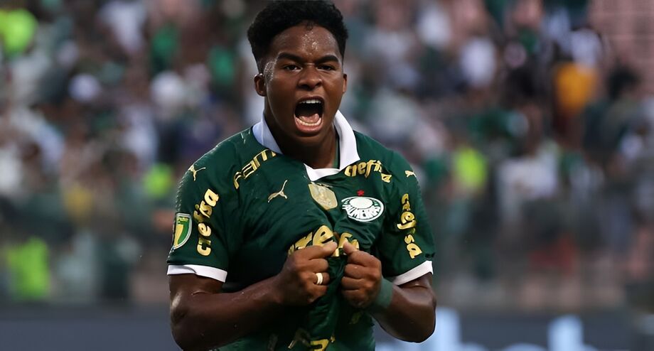 Endrick marcou o primeiro gol do Palmeiras no empate por 2 a 2 com o Corinthians