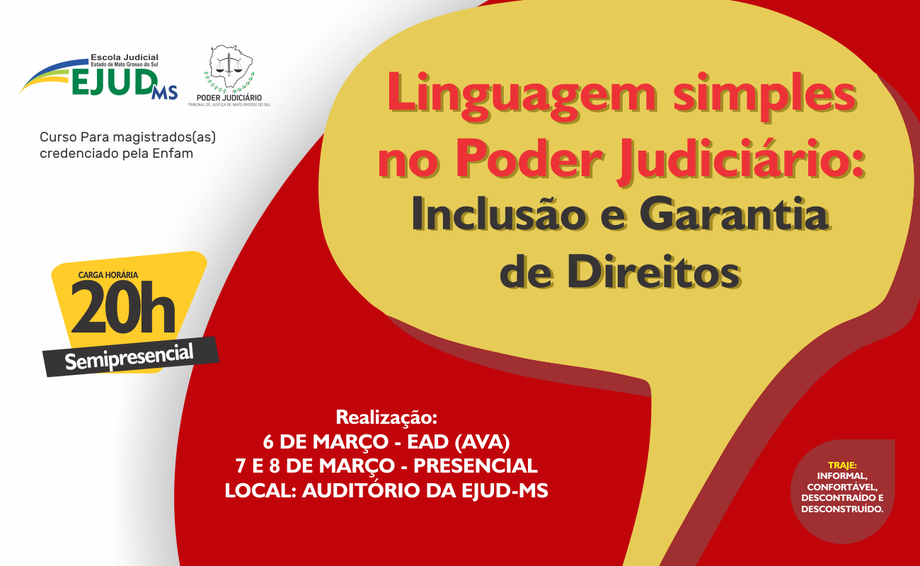 TJMS promove curso inovador sobre linguagem simples no Poder Judiciário