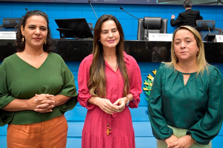 Deputada Mara, ao centro, propôs o evento, juntamente com as parlamentares Gleice (à esquerda) e Lia (à direita)