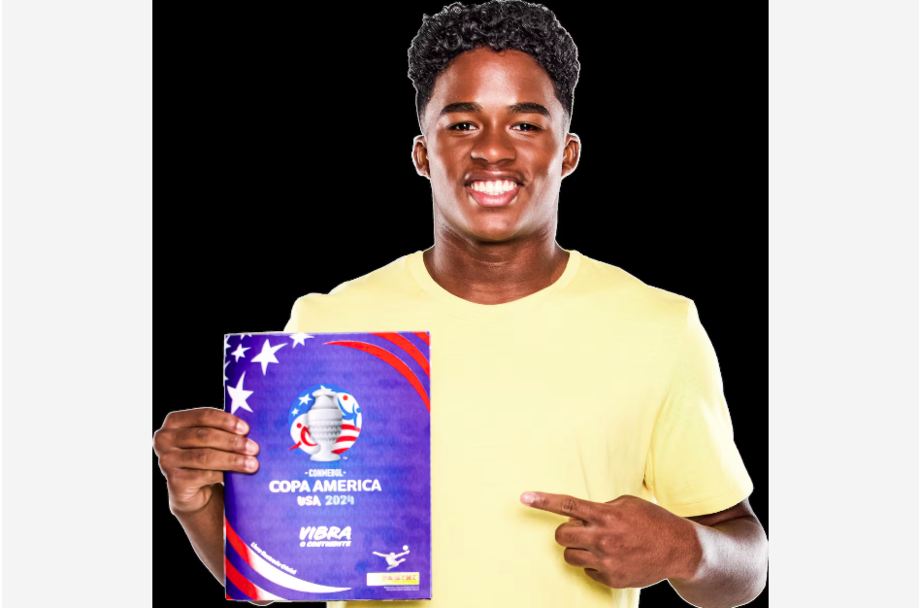 Atacante do Palmeiras e da seleção, Endrick é o novo embaixador do álbum da Panini da Copa América 2024