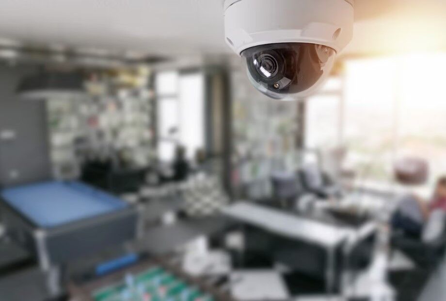 Vista de câmara de segurança em uma sala de estar. Foto ilustrativa