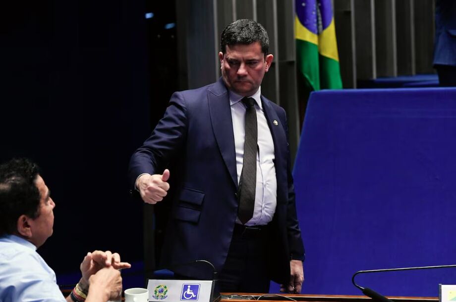 O senador Sérgio Moro em sessão no Senado