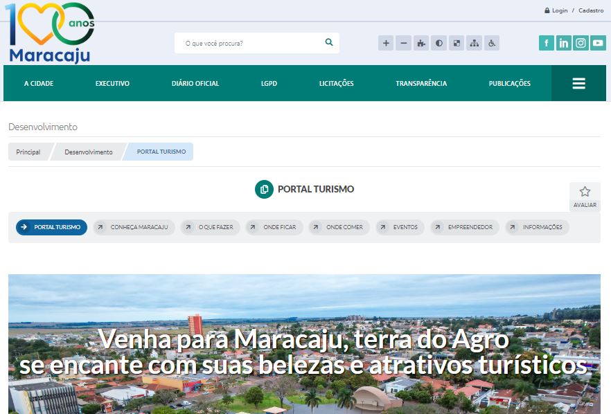 Home do site de turismo de Maracaju