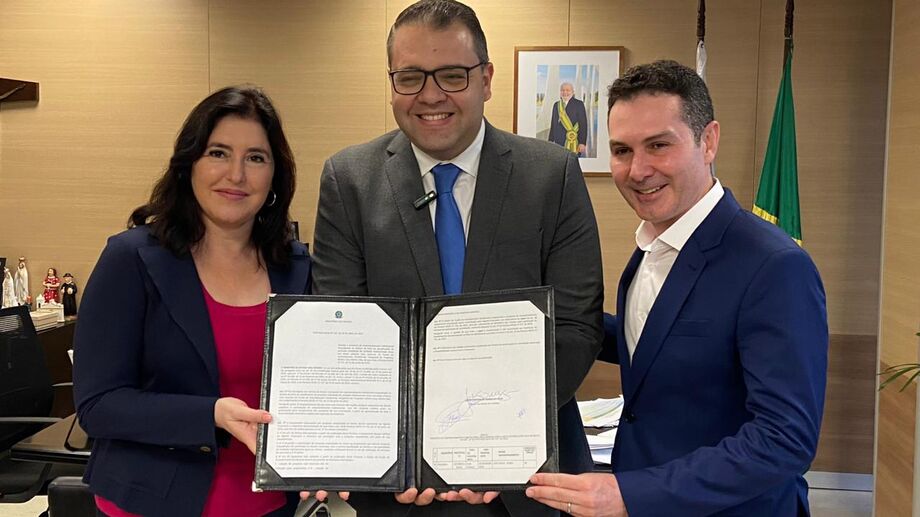 Simone Tebet (Planejamento), Alan Guedes (prefeito de Dourados) e Jader Filho (Cidades)