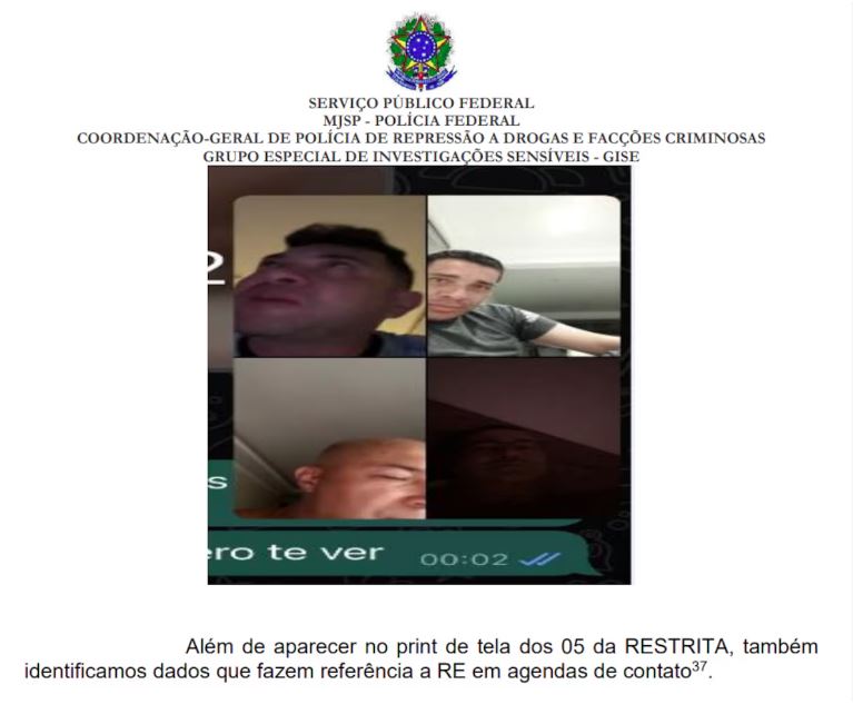 Reginaldo Oliveira de Souza, o Rê, e Janeferson Aparecido Mariano Gomes, o Nefo, em videoconferência interceptada pela Polícia Federal na Operação Sequaz