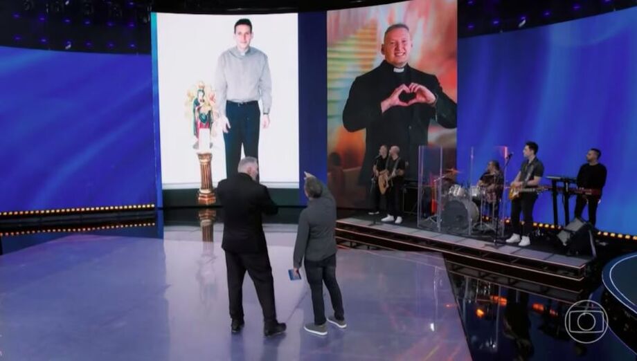 Padre Marcelo Rossi durante participação no 'Domingão Com Huck'