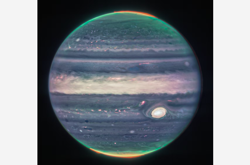 Imagem de Júpiter registradapelo telescópio espacial James Webb