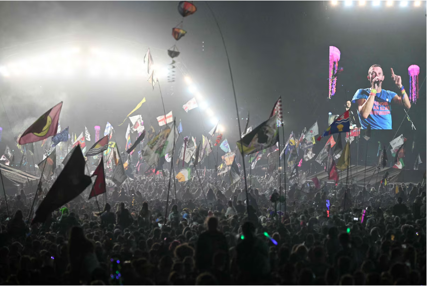 Show do Coldplay no festival de Glastonbury em 29 de junho de 2024