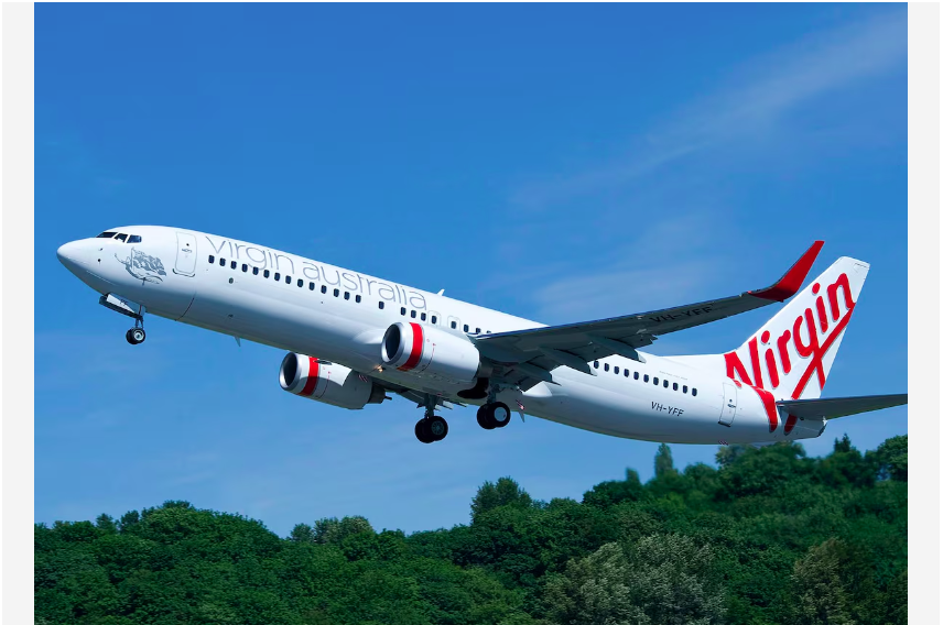 Boeing 737-800 da Virgin Australia, mesmo modelo do avião cujo motor pegou fogo após decolagem, levando a aeronave a fazer pouso de emergência na Nova Zelândia.