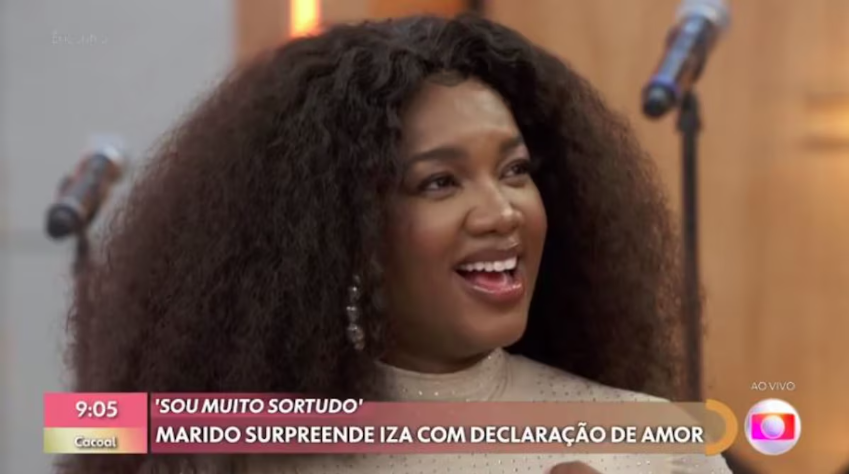 Iza se emociona com recado de Yuri Lima durante 'Encontro'