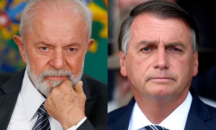 O presidente Luiz Inácio Lula da Silva (à esquerda) e o ex-presidente Jair Bolsonaro (à direita)