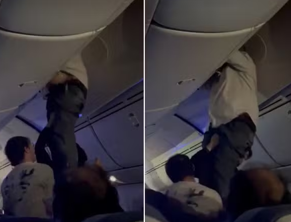 O momento em que ele foi retirado do compartimento foi registrado em vídeo por um dos passageiros.
