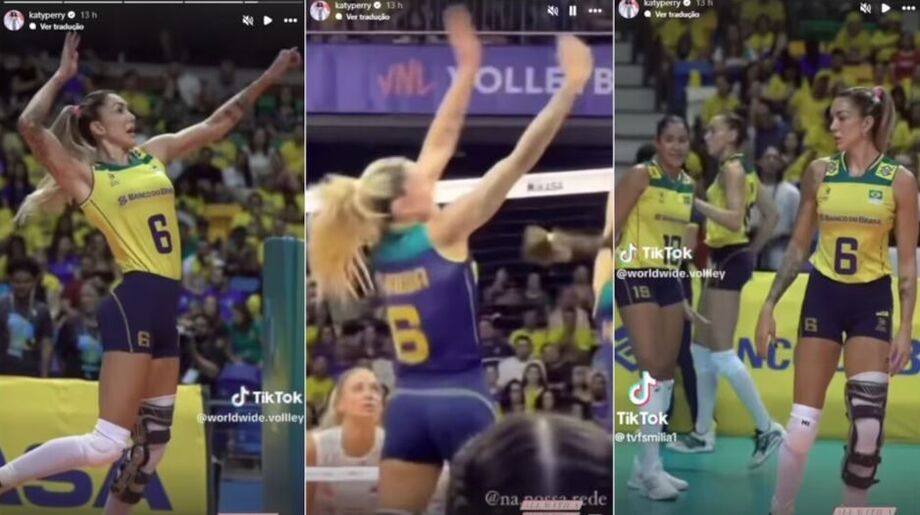 Katy Perry compartilha vídeo de jogadora da seleção brasileira de vôlei