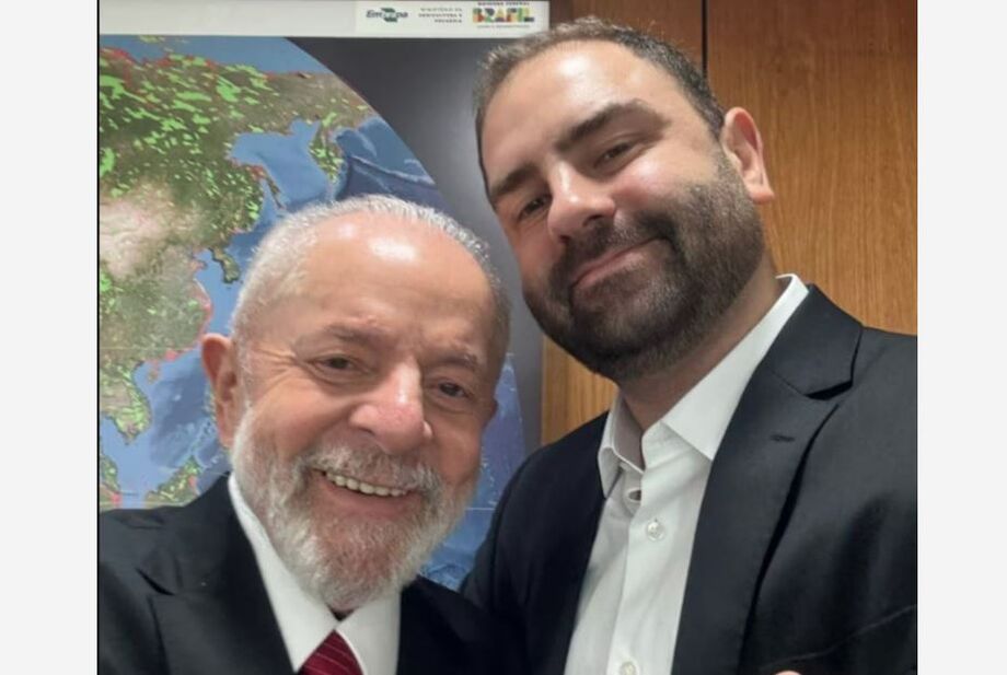 O presidente Luiz Inácio Lula da Silva (à esquerda) e o empresário Luís Cláudio Lula da Silva (à direita)