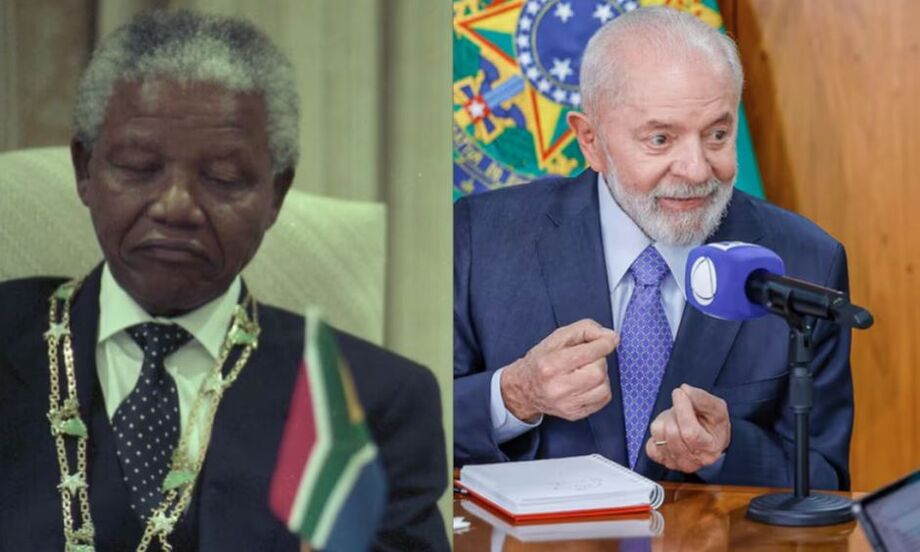 Nelson Mandela, ex-presidente da África do Sul, e Luiz Inácio Lula da Silva, presidente do Brasil: paralelo já foi feito por governistas e voltou às redes por meio do Instituto Lula