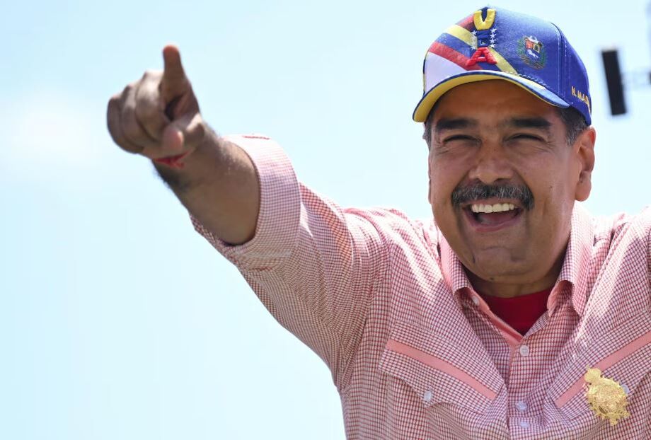 O ditador da Venezuela, Nicolás Maduro, participa de um comício em Maracaibo, Venezuela