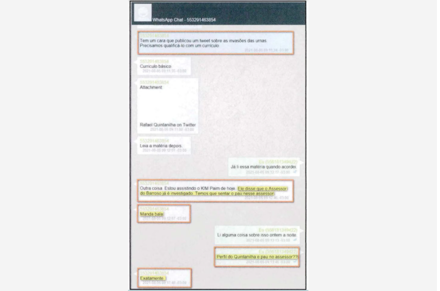 Diálogos entre auxiliares de Alexandre Ramagem abasteciam grupos com fake news