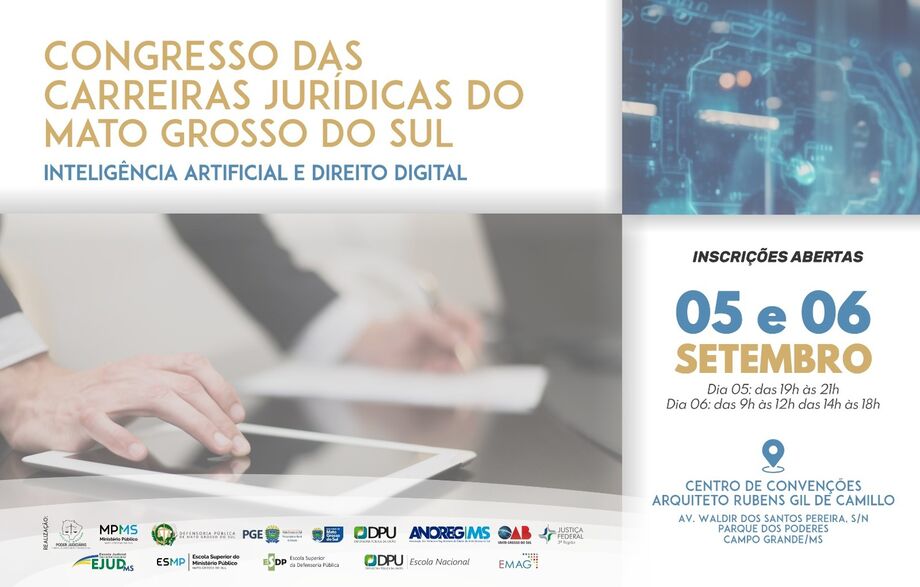 Congresso das Carreiras Jurídicas do MS discutirá Inteligência Artificial e Direito Digital