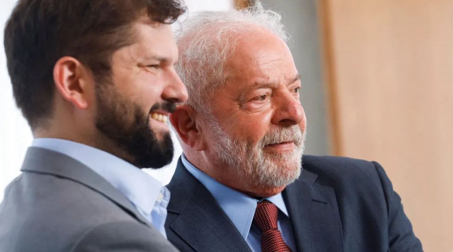 O presidente da República Lula, com o presidente do Chile, Gabriel Boric