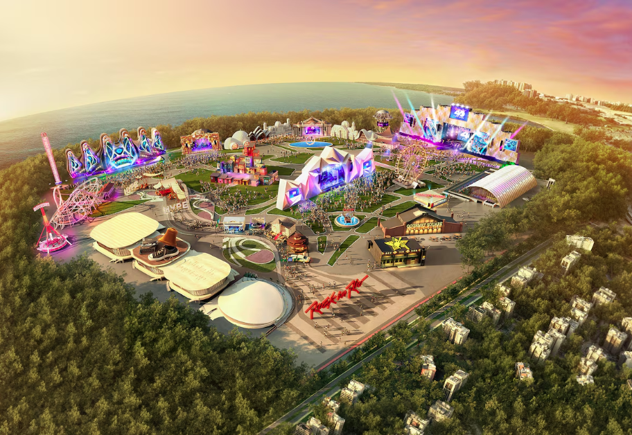 Novo layout dos palcos do Rock in Rio, na Cidade do Rock, no Rio de Janeiro, para o festival deste ano.