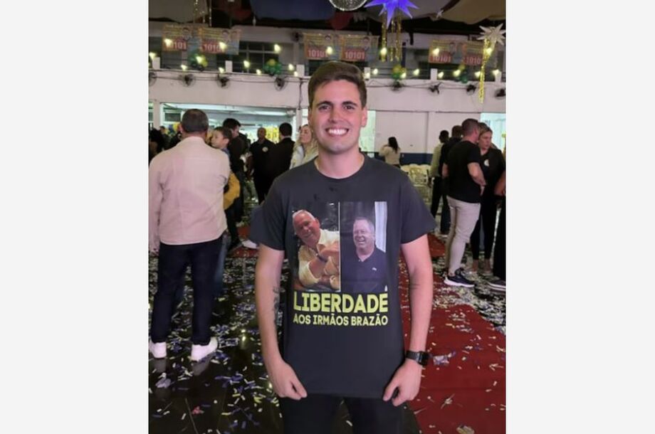 Kaio Brazão Filho, em lançamento de campanha usa camiseta que pede