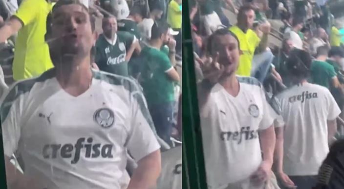 Torcedor do Palmeiras foi flagrado fazendo gesto obsceno no Allianz Parque