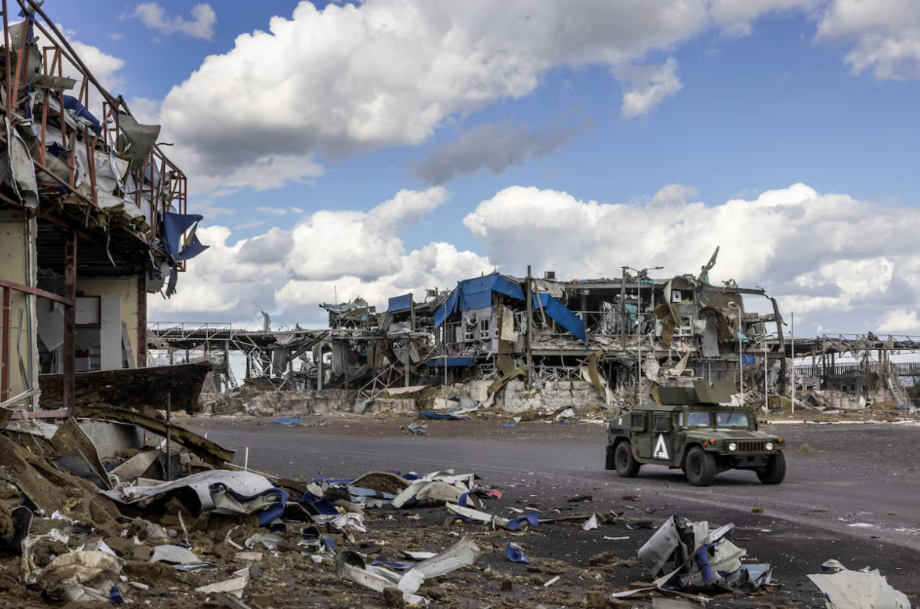 Posto fronteiriço russo destruído na passagem de fronteira com a Ucrânia