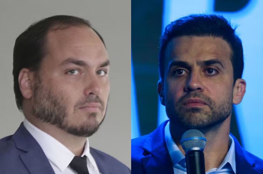 O vereador do Rio Carlos Bolsonaro e o candidato do PRTB à Prefeitura de São Paulo, Pablo Marçal