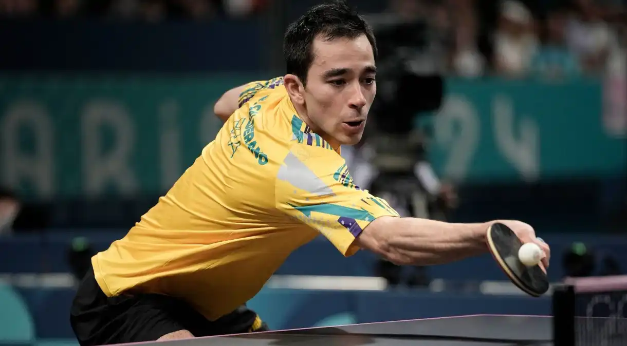 Hugo Calderano durante disputa pelo bronze