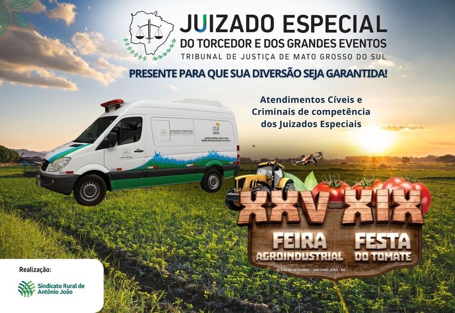 Juizado Especial do Torcedor e dos Grandes Eventos estará na 19ª Festa do Tomate em Antônio João