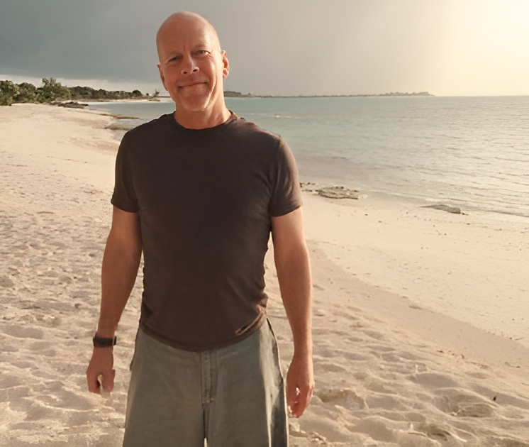 Bruce Willis em foto compartilhada por uma das filhas, Rumer Willis. Ator fez aparição pública rara na Califórnia