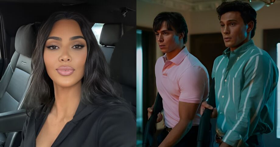 Kim Kardashian visita Irmãos Menendez, condenados pelo assassinato dos pais, na prisão. À direita, os atores Nicholas Chavez e Cooper Koch em 'Monstros: Irmãos Menendez: Assassinos dos Pais'.