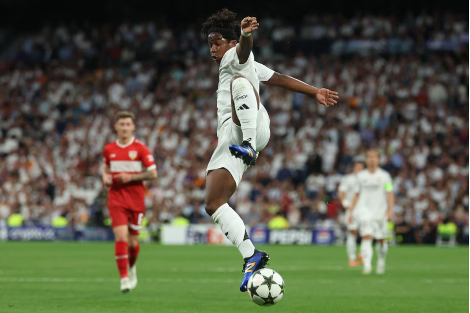 Endrick marcou na estreia do Real Madrid na Champions League.