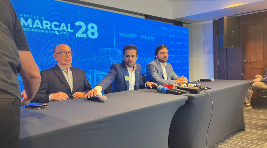 Pablo Marçal em coletiva de imprensa nesta terça-feira, 24