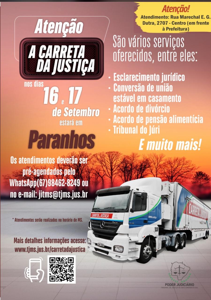 Carreta da Justiça estará em Paranhos hoje (17)