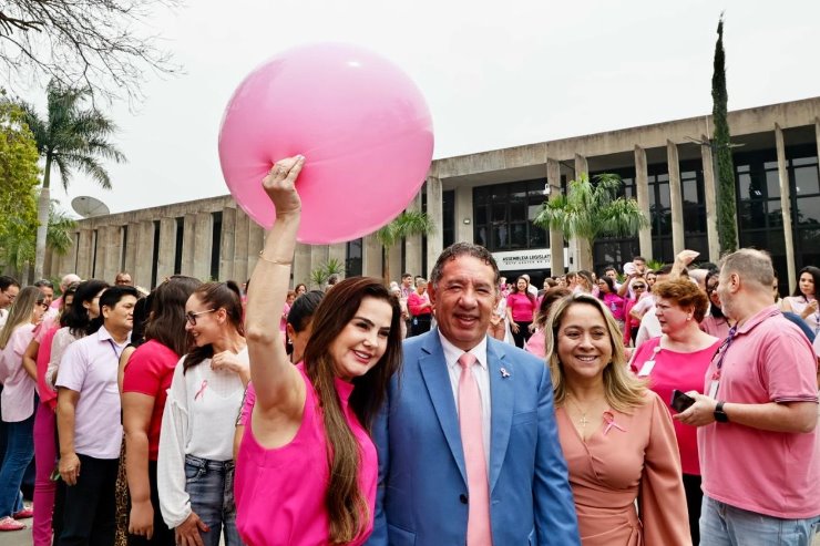 Colaboradores e deputados se reuniram em ato pelo Outubro Rosa