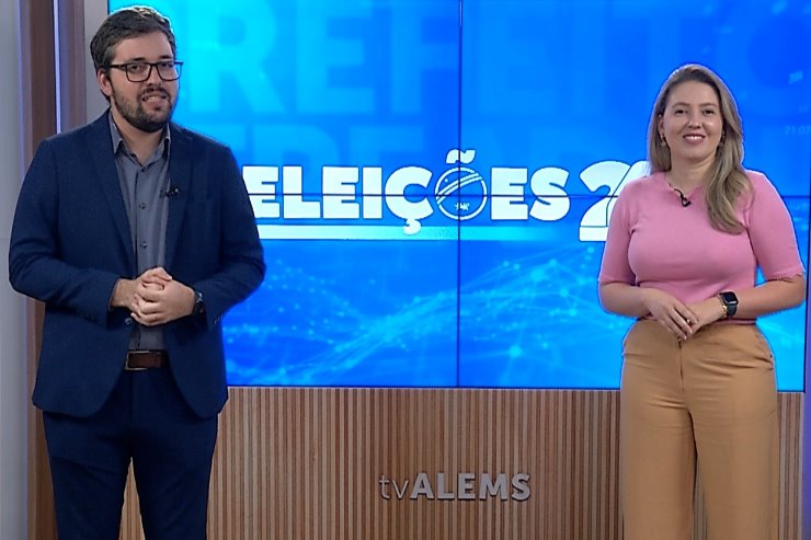 Jornalistas Thiago Frison e Marithê Cogo comandam a transmissão pela TV ALEMS