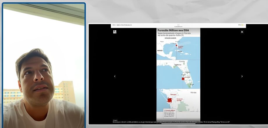 Márcio Martins Marangoni, um brasileiro em férias com a família, descreve os dias de tensão em Orlando após o alerta de furacão Milton, que trouxe ventos de até 120 km/h e forçou a cidade a fechar estabelecimentos e parques.