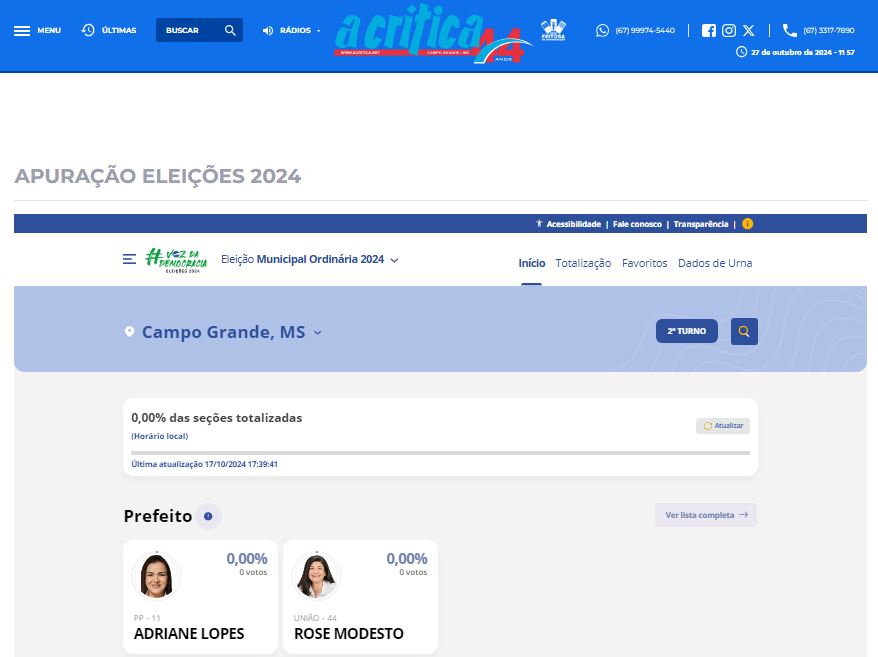 Acompanhe o segundo turno em tempo real acessando acritica.net/apuracao e saiba o resultado entre Adriane Lopes e Rose Modesto.