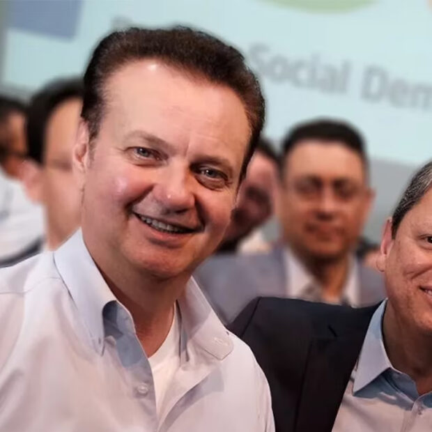 Gilberto Kassab, secretário de Governo e presidente do PSD, e Tarcísio de Freitas, governador de SP