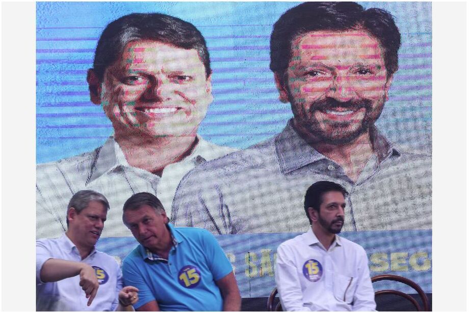 Ex-presidente Jair Bolsonaro (PL) participa de almoço com o prefeito Ricardo Nunes (MDB) e o governador Tarcísio de Freitas (Republicanos)