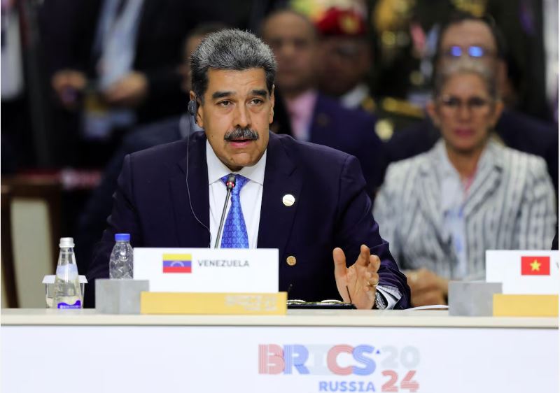 O ditador da Venezuela, Nicolás Maduro, participa de fórum do Brics em 24 de outubro: aparição repentina após veto do Brasil à entrada venezuelana no grupo