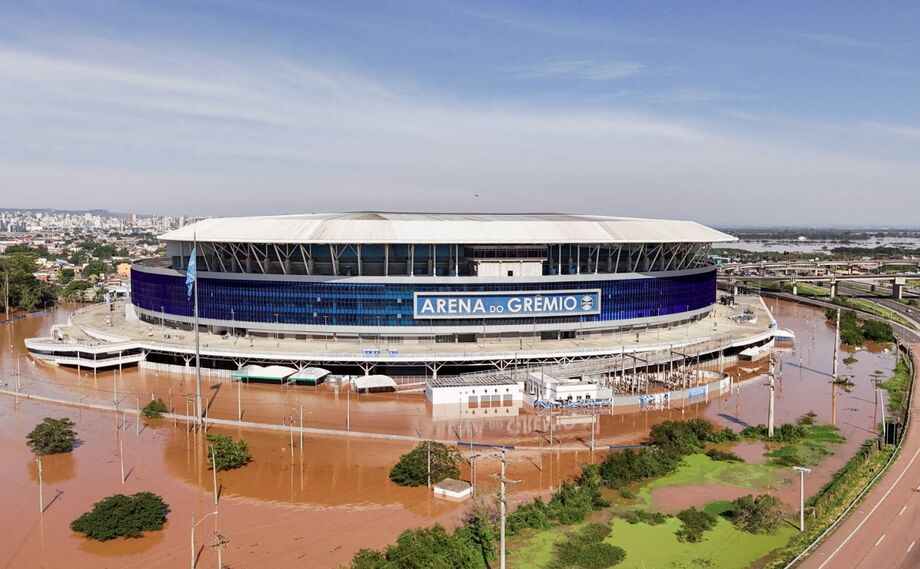 Arena do Grêmio foi uma das que sofreram com as enchentes no Rio Grande do Sul