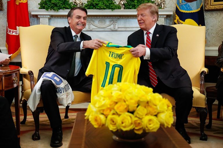 Jair Bolsonaro e Donald Trump na Casa Branca, em março de 2019.