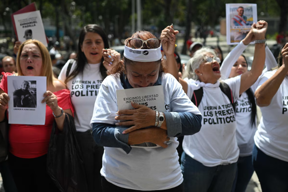 Protesto pela libertação de presos políticos na Venezuela.