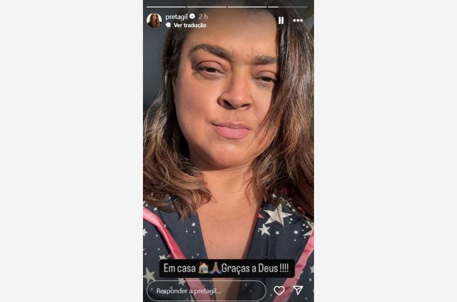 Preta Gil comemora alta de hospital após cirurgia em story publicado no Instagram