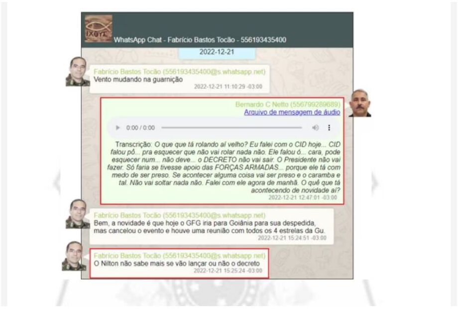 Trechos de diálogos apreendidos na Operação Tempus Veritatis